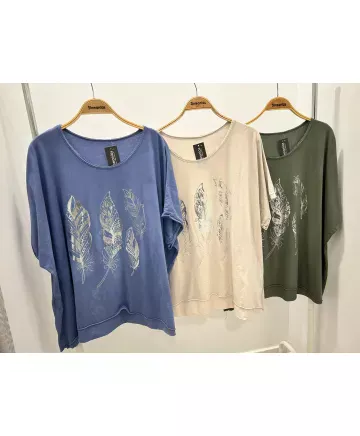 Camiseta estampada Pluma - Camisetas y Tops Tallas Grandes