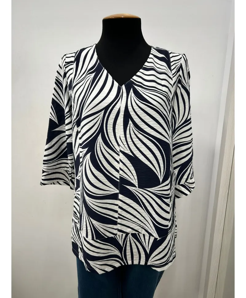 Blusa marino Vibes - Ropa tallas grandes mujer moderna