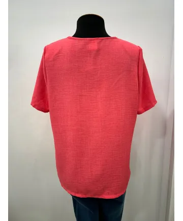 Blusa coral Botones - Ropa tallas grandes mujer moderna