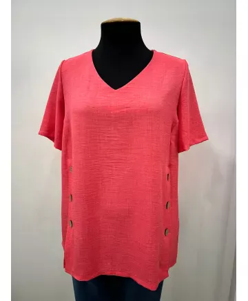 Blusa coral Botones - Ropa tallas grandes mujer moderna