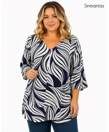 Blusa marino Vibes - Blusas Tallas Grandes