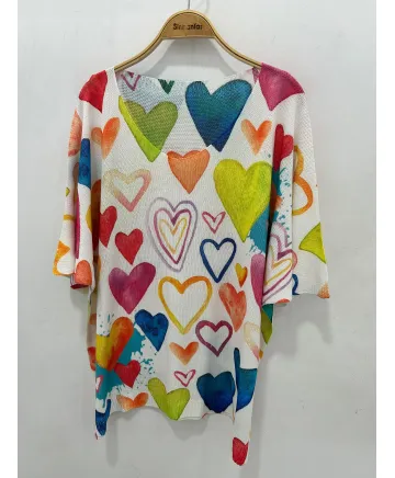 Jersey corazones Spring - Ropa tallas grandes mujer moderna
