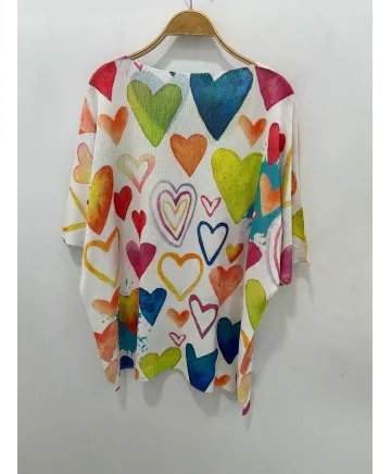 Jersey corazones Spring - Ropa tallas grandes mujer moderna