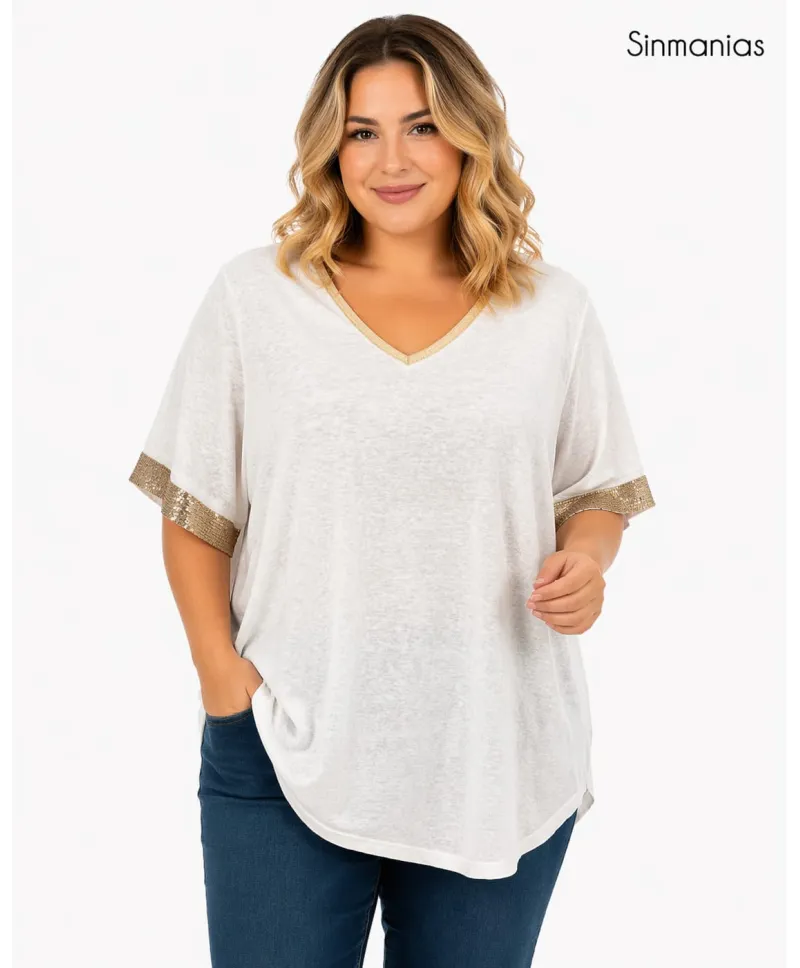 Camiseta oro Monaco - Ropa tallas grandes mujer moderna