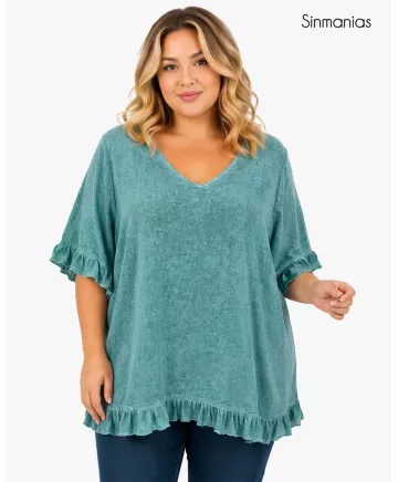 Blusa volantes Paula - Blusas Tallas Grandes