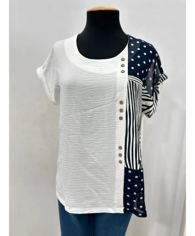 Blusa blanca Gloria - Ropa tallas grandes mujer moderna
