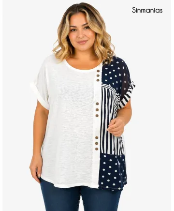 Blusa blanca Gloria - Blusas Tallas Grandes