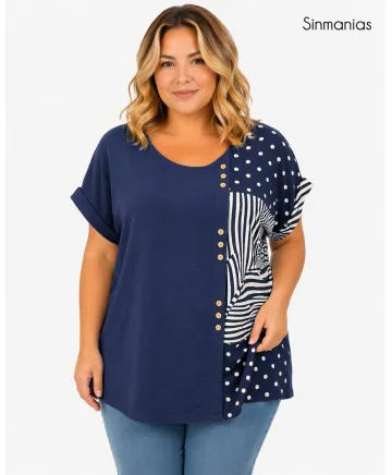 Blusa marino Gloria - Blusas Tallas Grandes