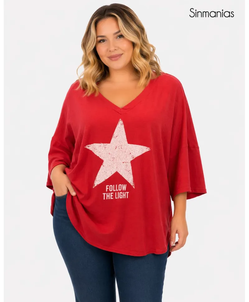 Camiseta estrella Luz - Camisetas y Tops Tallas Grandes