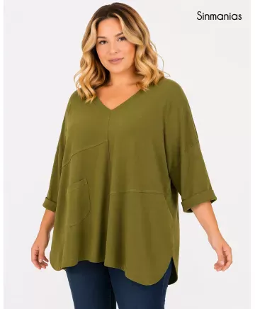 Camiseta bolsillo Capricho - Ropa tallas grandes mujer moderna