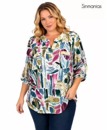 Camiseta cremallera Star - Camisetas y Tops Tallas Grandes