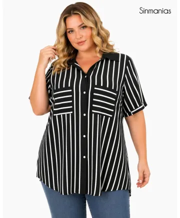 Camisa rayas literal - Ropa tallas grandes mujer moderna