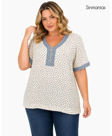 BLusa cremallera Topo - Blusas Tallas Grandes