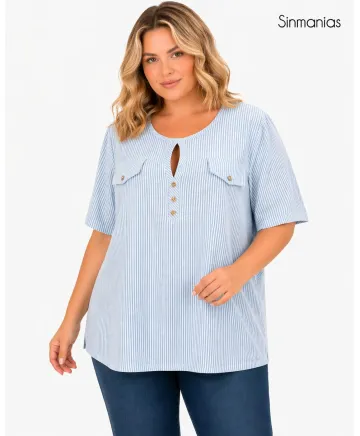 Blusa abertura Carmen - Blusas Tallas Grandes