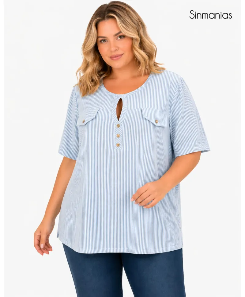 Blusa abertura Carmen - Blusas Tallas Grandes