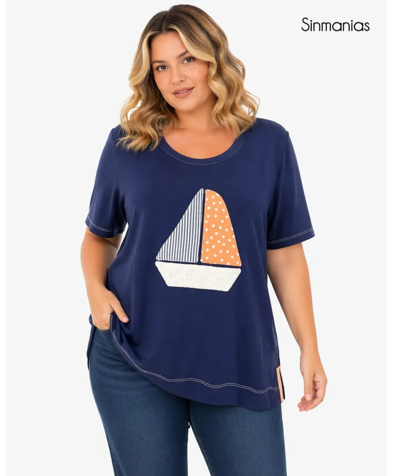Camiseta motivo Boat - Camisetas y Tops Tallas Grandes