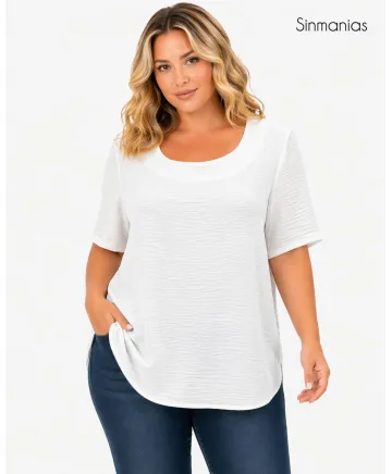 Blusa blanca Boston - Blusas Tallas Grandes