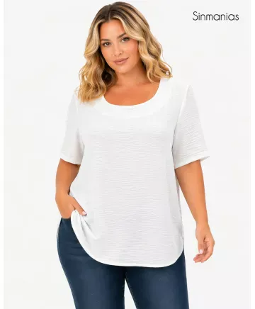 Blusa blanca Boston - Blusas Tallas Grandes