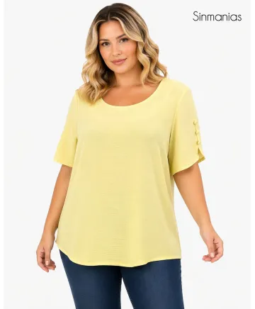 Blusa amarilla Boston - Blusas Tallas Grandes