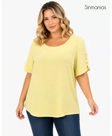 Blusa amarilla Boston - Blusas Tallas Grandes