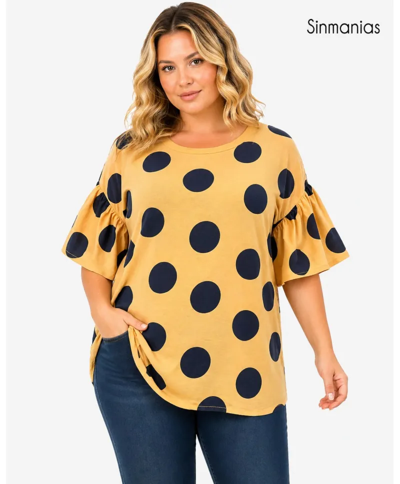 Camiseta Topos Almudena - Ropa tallas grandes mujer moderna