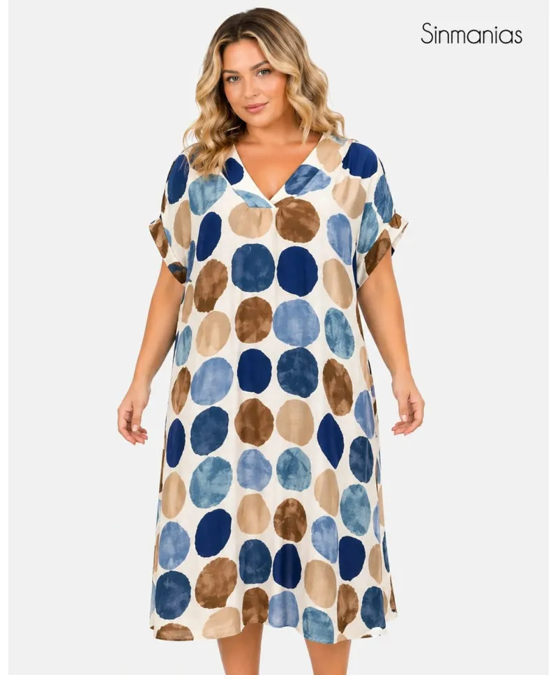 Vestido topos Dubai - Ropa tallas grandes mujer moderna