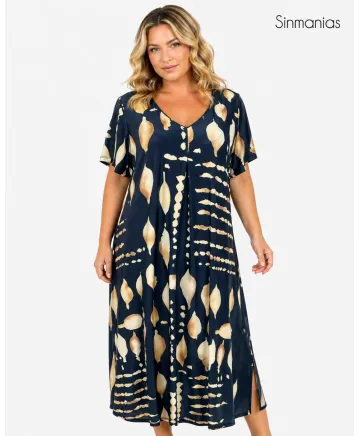 Vestido pliegue Etnia - Vestidos Tallas Grandes