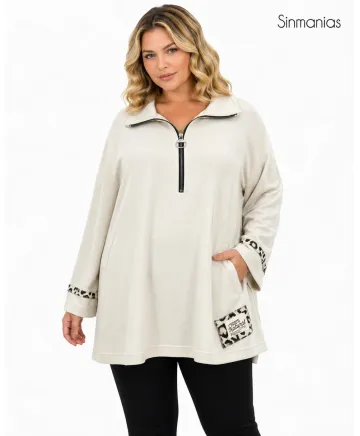 Sudadera cremallera Perfect - Ropa tallas grandes mujer moderna