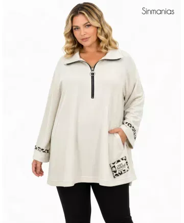 Sudadera cremallera Perfect - Ropa tallas grandes mujer moderna