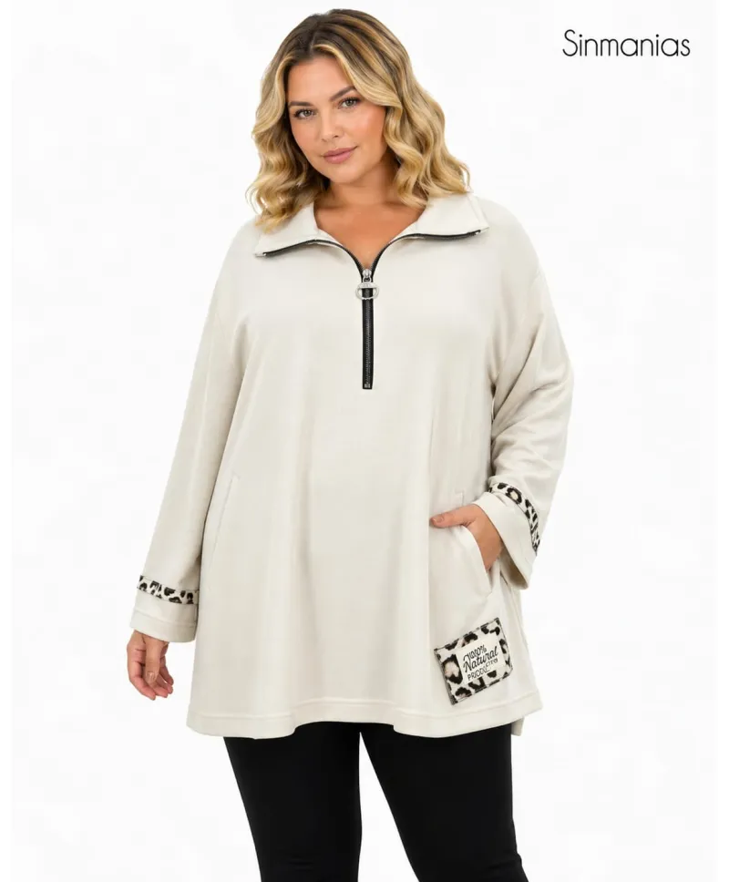 Sudadera cremallera Perfect - Ropa tallas grandes mujer moderna