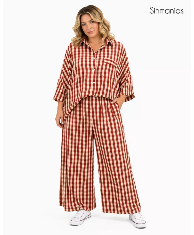 Pantalon cuadros Almudena - Pantalones Tallas Grandes