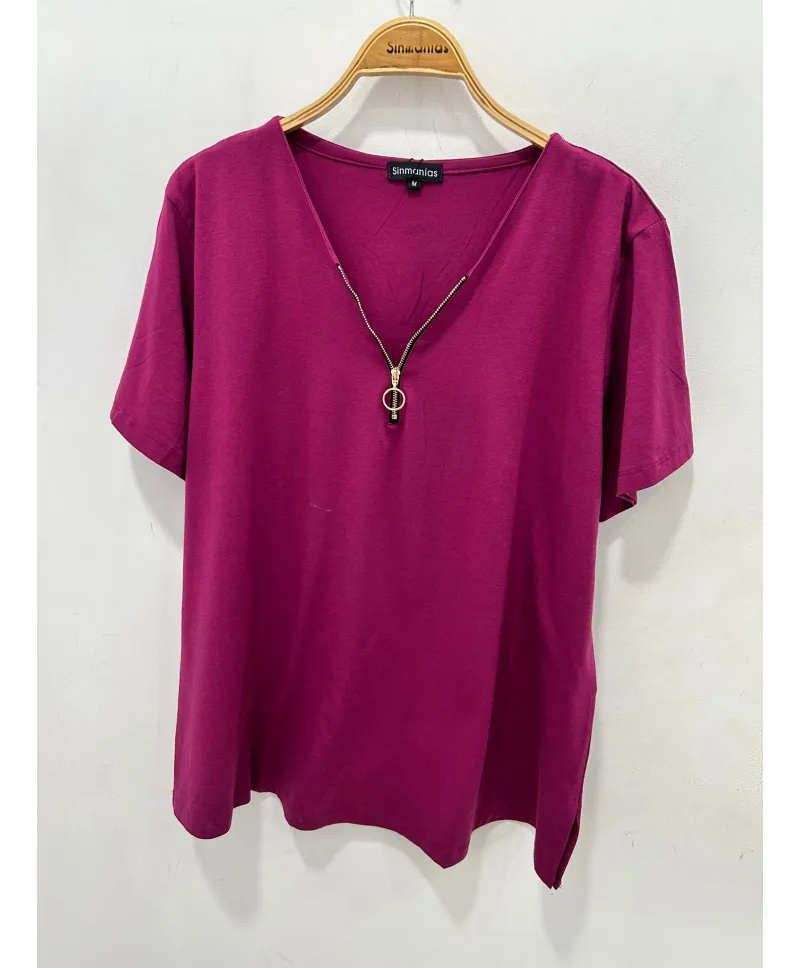 Camiseta buganvilla Cremallera - Ropa tallas grandes mujer moderna