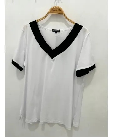 Camiseta blanca Escote - Camisetas y Tops Tallas Grandes