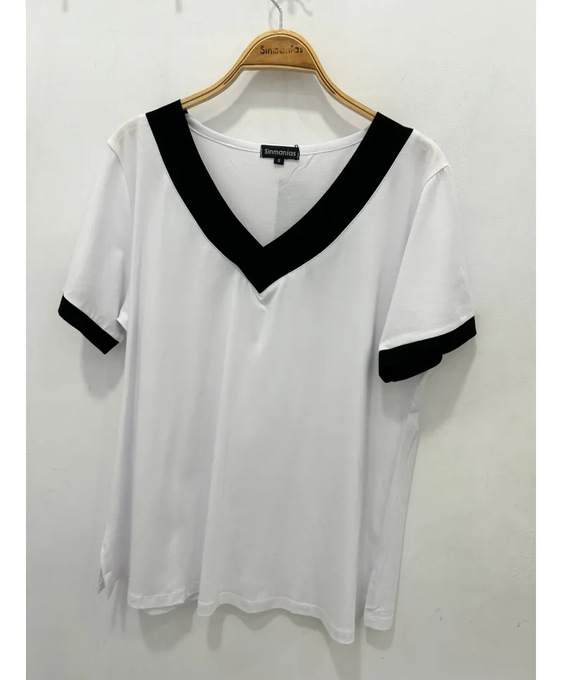 Camiseta blanca Escote - Camisetas y Tops Tallas Grandes