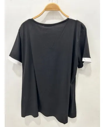 Camiseta negra Escote - Camisetas y Tops Tallas Grandes