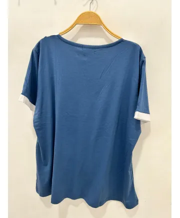 Camiseta azul Escote - Ropa tallas grandes mujer moderna