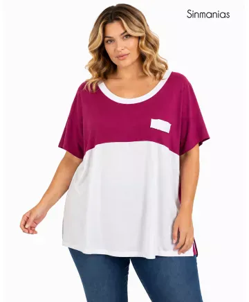 Camiseta buganvilla Combinada - Camisetas y Tops Tallas Grandes