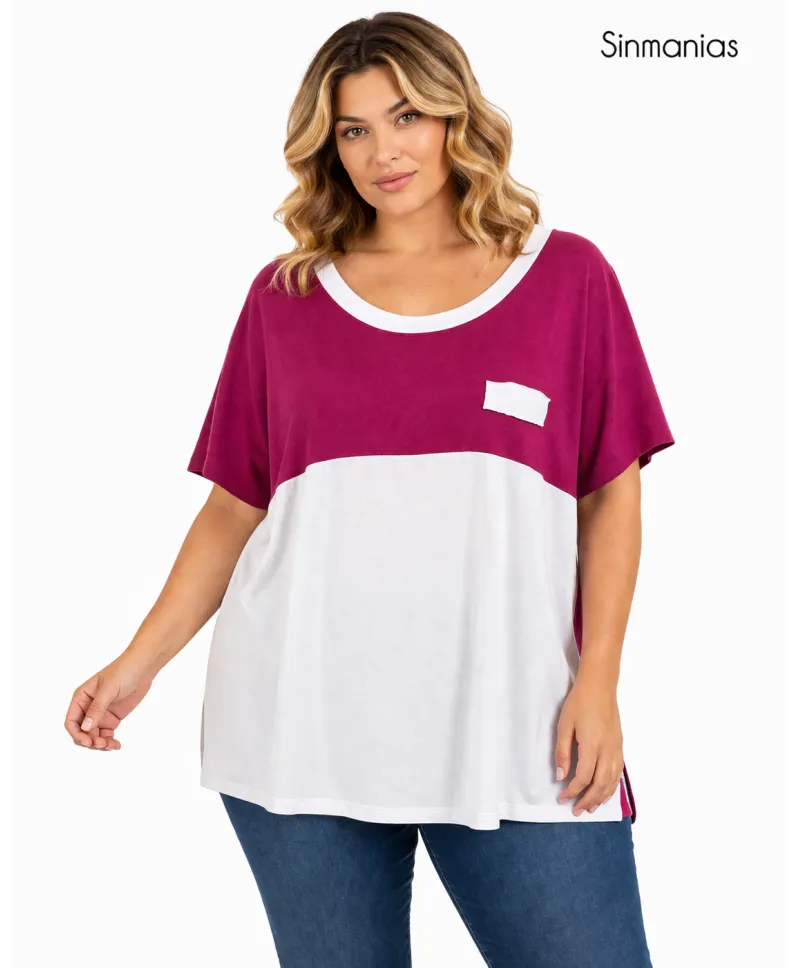 Camiseta buganvilla Combinada - Camisetas y Tops Tallas Grandes