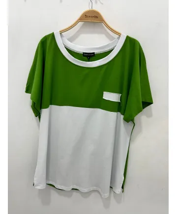 Camiseta verde Combinada - Camisetas y Tops Tallas Grandes