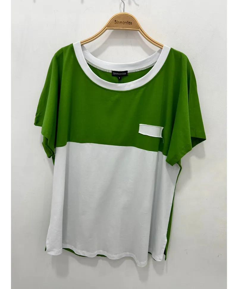 Camiseta verde Combinada - Camisetas y Tops Tallas Grandes