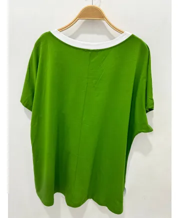 Camiseta verde Combinada - Camisetas y Tops Tallas Grandes