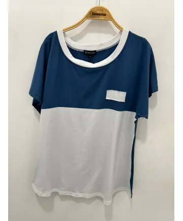 Camiseta azul Combinada - Camisetas y Tops Tallas Grandes