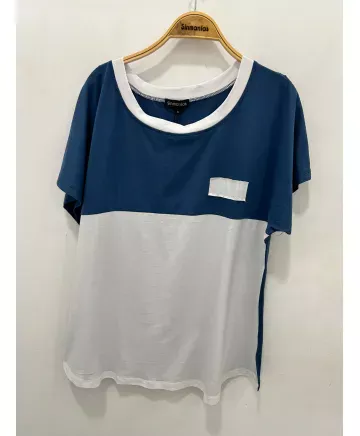 Camiseta azul Combinada - Camisetas y Tops Tallas Grandes