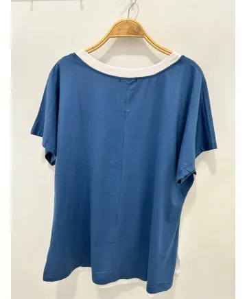 Camiseta azul Combinada - Camisetas y Tops Tallas Grandes
