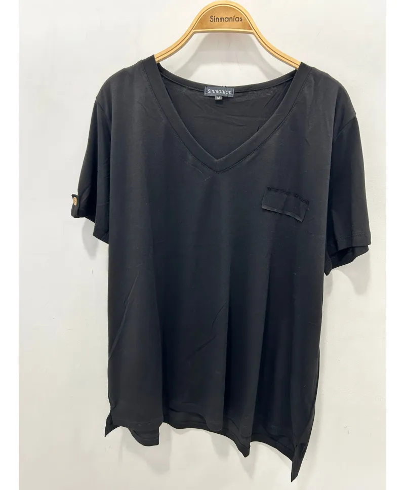 Camiseta negra Uve - Camisetas y Tops Tallas Grandes