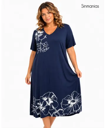 Vestido punto Flower - Vestidos Tallas Grandes