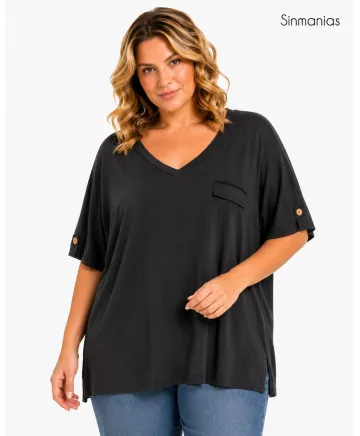 Camiseta negra Uve - Camisetas y Tops Tallas Grandes