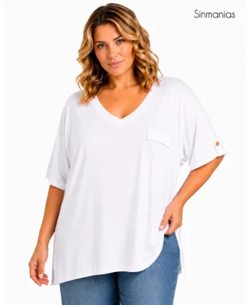 Camiseta blanca Uve - Camisetas y Tops Tallas Grandes