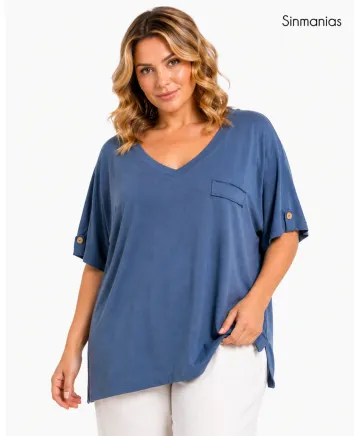 Camiseta azul Uve - Camisetas y Tops Tallas Grandes