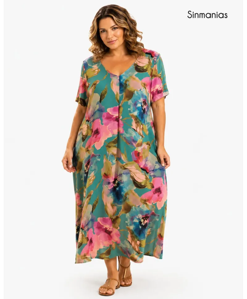 Vestido pliegue Jardín - Vestidos Tallas Grandes